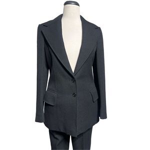Anne Klein Vintage Heavy Wool Business Suit, Blazer, Pants Black Small